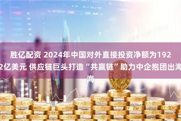 胜亿配资 2024年中国对外直接投资净额为1922亿美元 供应链巨头打造“共赢链”助力中企抱团出海